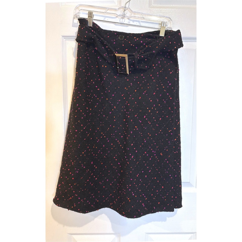 Valerie Stevens Wool Blend Skirt Belted A-Line Tweed Career Skirt Size 6